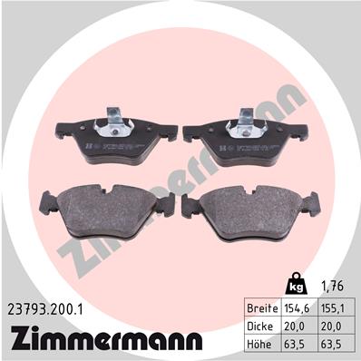 ZIMMERMANN 23793.200.1 КОЛОДКИ ТОРМОЗНЫЕ