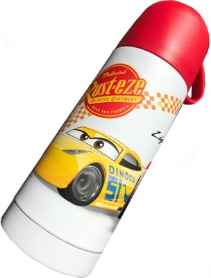 TERMOS CARS AUTA DZIECIĘCY Z KUBKIEM 320ml DO SZKOŁY DISNEY PIXAR OLDMAN