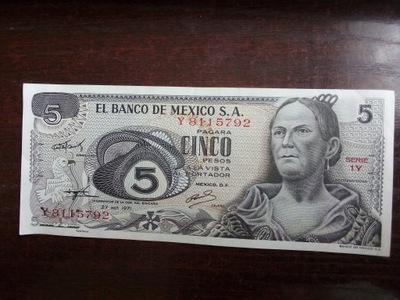 Banknot 5 pesos Meksyk