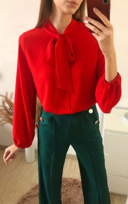 Natally Fashion Koszula z wiązaniem czerwona S/M
