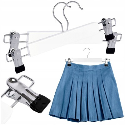 WIESZAKI DREWNIANE NA SPÓDNICE SPODNIE Z KLIPSAMI ŻABKAMI KLAMRAMI ZESTAW 2