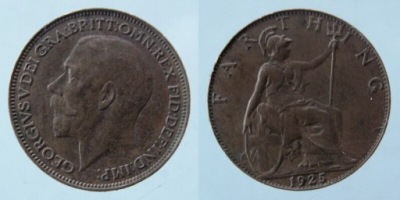 231. WIELKA BRYTANIA, JERZY V, FARTHING, 1925