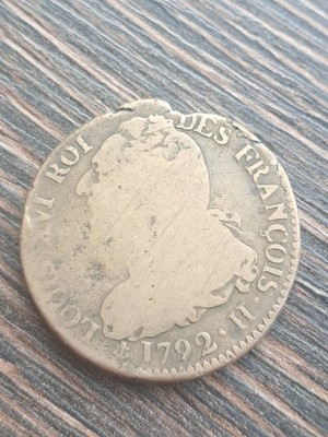 Francja 2 sole, 1792 H