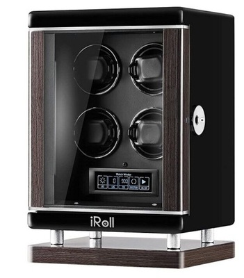 Ekskluzywny Rotomat 4 Zegarki iRoll Watch Winder Roma Pilot oświetlenie LED