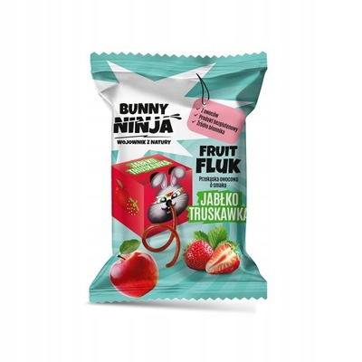 BUNNY NINJA Przekąska owocowa dla dzieci FRUIT FLUK jabłko truskawka 15g