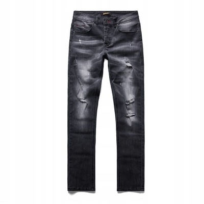 Spodnie męskie jeansy proste z przetarciami - 30