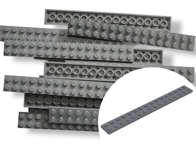 LEGO 4282 PLATE 2x16 Płytka DBG Ciemny szary Dark Bluish Gray 4 szt