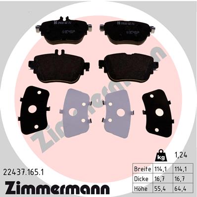 ZIMMERMANN 22437.165.1 JUEGO ZAPATAS HAMULCOWYCH, FRENOS TARCZOWE  