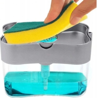 DOZOWNIK NA PŁYN DO NACZYŃ MYDŁO POJEMNIK Z GĄBKĄ