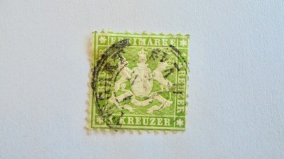 1863 Wurttemberg Mi.25 kasowany znaczek, stan dobry, wartość 20,- Euro