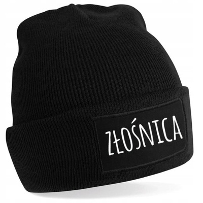 Czapka ZIMOWA ZŁOŚNICA Beanie CZARNA Dziana