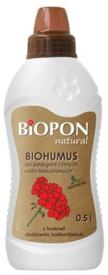 Biopon biohumus do pelargonii i innych roślin balkonowych płyn 0,5l