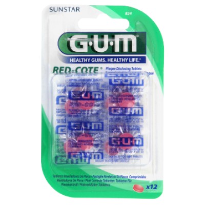 Sunstar GUM red-cote tabletki wybarwiające płytkę nazębną, 12 tabletek