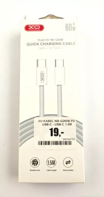 XO KABEL NB-Q260B PD USB-C - USB-C 1,5M BIAŁY 60W