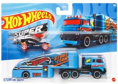 Ciężarówka z autem Hot Wheels Stuntin' Semi GBF16