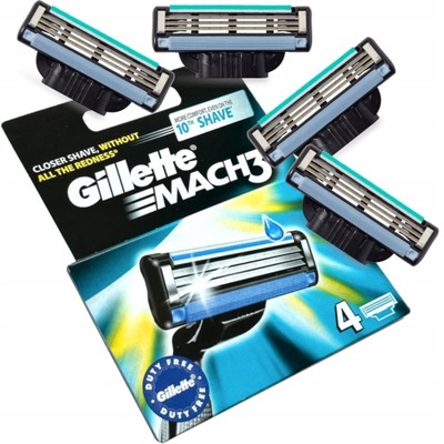 GILLETTE MACH3 OSTRZA WKŁADY NOŻYKI 4 szt oryginał