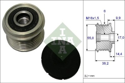 Ролик генератора hyundai tucson jm 2. 535 0216 10 ina 535 0216 10 фото №1