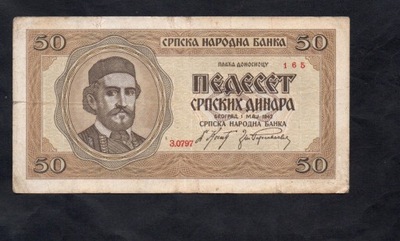 BANKNOT SERBIA -- 50 Dinarów -- 1942 rok
