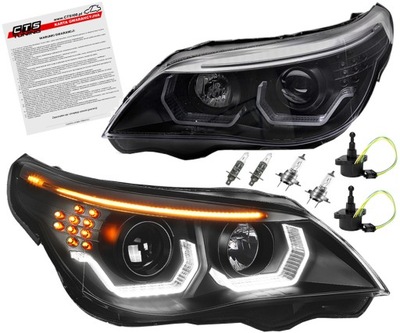 Bmw 5 e60 e61 03-07 лампи фари перед передні кільця led 3d black h7 фото №1