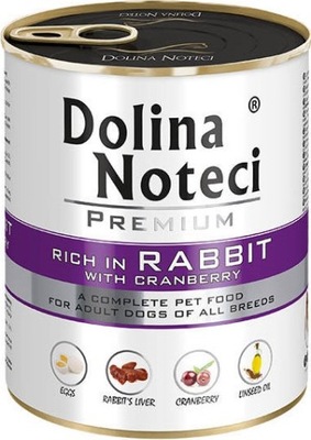 Mokra karma dla psa Dolina Noteci Premium królik z żurawiną puszka 800g