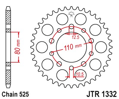 ЗУБЧАТКА ЗАДНЯЯ СТАЛЬНОЙ JTR1332-37 37Z РАЗМЕР 525