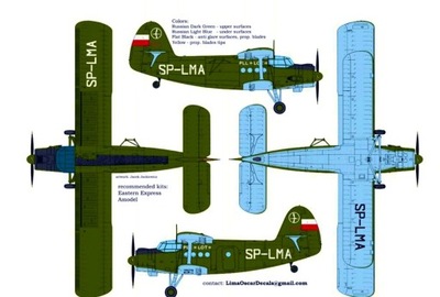 ANTONOW An-2 PLL LOT KALKOMANIA 1/72 LOD 72-003