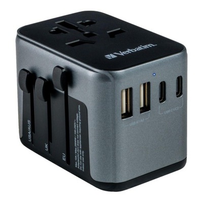 Adapter podróżny Verbatim UTA03 globalnyglobalny 2xUSB 3xUSBC PD QC