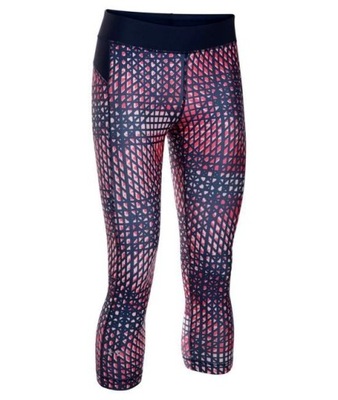 SPODNIE UNDER ARMOUR HEATGEAR PRINTED CAPRI WOMEN NAVY-411 S