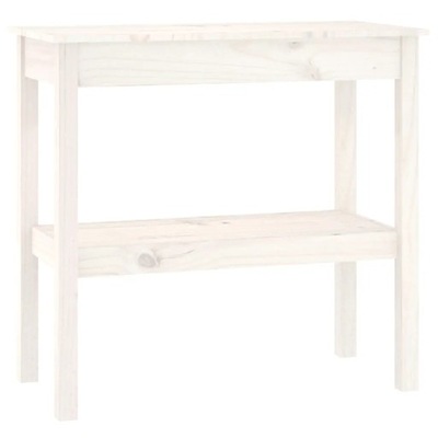 Stolik konsolowy, biały, 80x40x75 cm, lite drewno