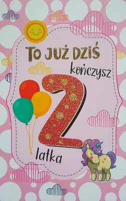 Kartka na 2 urodziny dla dziewczynki słodka 2K68