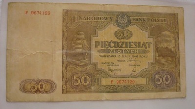 Banknot 50 złotych 1946 seria F stan 4