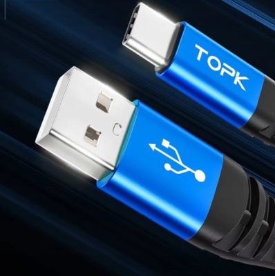 Kabel TOPK USB - USB typ C 1m niebieski