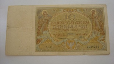 Banknot 10 złotych 1929 seria FL stan 3-
