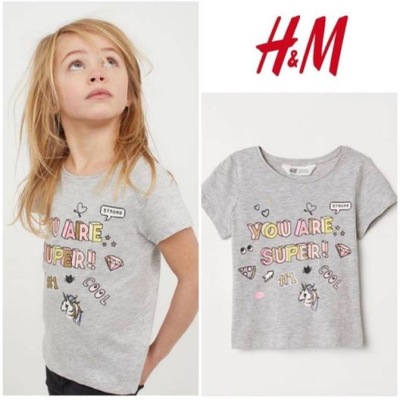 H&M Dżersejowy top z nadrukiem t-shirt 122/128