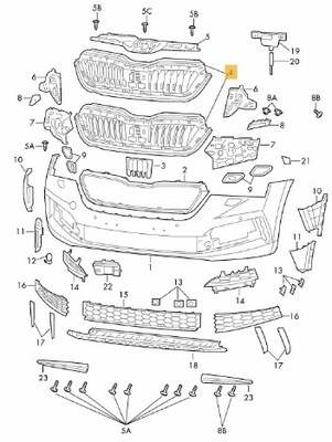 Решітка радіатора решітка радіатора skoda scala 657853653 фото №1