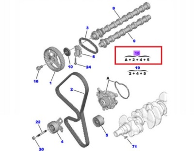 Набор распределительного вала ремень 2 ролики насос воды proace city su001-b4568 toyota оригинальный номер фото №1