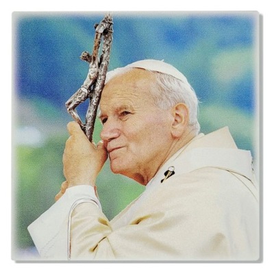 Obraz Jana Pawła II malowany | Rozmiar: 9x18 cm