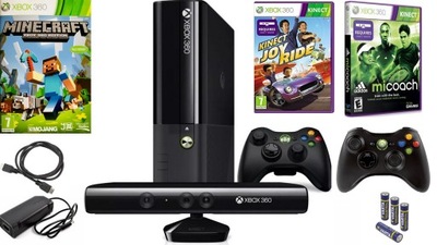 XBOX 360 E + KINECT + 2 PADY + MINECRAFT + GRY !!!!!