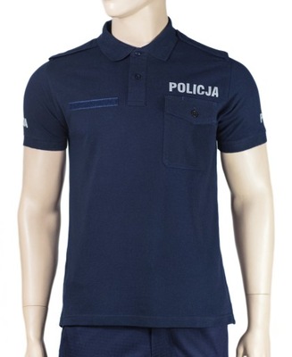 Koszulka polo POLICJA służbowa granatowa pagony NOWY WZÓR