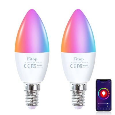 Żarówka Fitop Alexa Smart google Home E14 LED RGB 2 sztuki