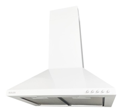BIAŁY POCHŁANIACZ OKAP KUCHENNY KOMINOWY ŚCIENNY MAAN 50 CM FILTR LED KOMIN