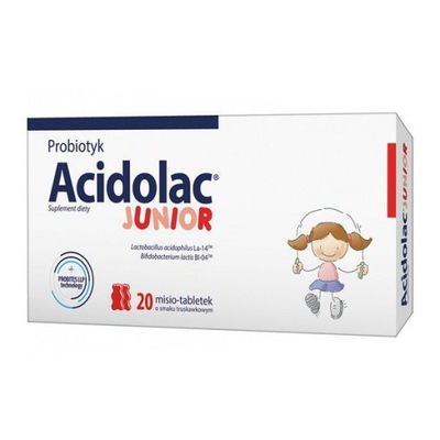 Acidolac Junior smak truskawkawkowy 20 misio tabl