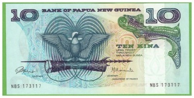 PAPUA NOWA GWINEA 10 KINA 1985/1987 P-7 UNC