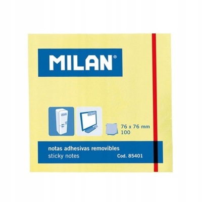 Milan Karteczki Samoprzylepne 76x76 80 Sztuk żółte