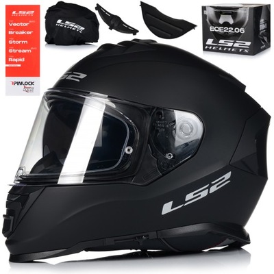 CASCO PARA MOTOCICLETA LS2 FF800 STORM II NEGRO MATT + PINLOCK + TAPAOBJETIVO 22.06  