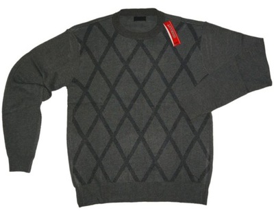 SWETER swetr MĘSKI duży cienki ze wzorem 4XL szerokość 126 cm SZARY