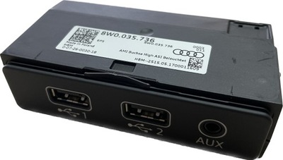 AUDI A4 A5 Q5 WEJSCIE PORT 2 PIEZAS USB AUX SMARTPHONE 8W0035736  