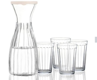 Karafka szklana dzbanek 1 l zestaw 3 szklanki