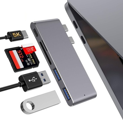 Thunderbolt 3 Hub USB 3.0 USB C Micro SD/SD 100 W do MacBooka adapter