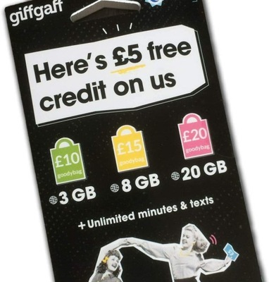 giffgaff UK +44 Starter England Prepaid SIM Card